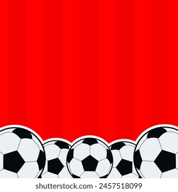 football or soccer wallpaper square size with red field pattern and blank space editable in vector EPS 10