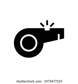 Football or Soccer Whistle icon in Glyph Style. A whistle is an object used by a referee in a match. Vector illustration icons can be used for applications, websites, or part of a logo.