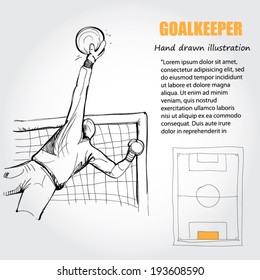 FOOTBALL - Soccer whit position on soccer, The Goalkeeper. vector illustrations