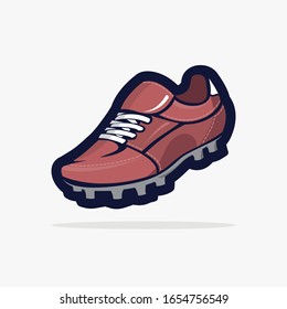 Football spike sneaker, soccer field, logo

