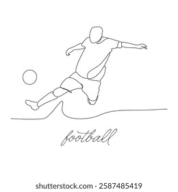 Football sport, a dynamic illustration drawn with a single continuous line.