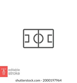 Football, sport icon. Soccer field from above, sport fields look from top. Pictogram symbol, line style for mobile web and app. Editable stroke. Vector illustration. Design on white background. EPS 10