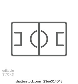 Football, sport icon. Soccer field from above, sport fields look from top. Pictogram symbol, line style for mobile web and app. Editable stroke. Vector illustration. Design on white background. EPS 10