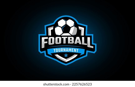 Football sport logo. Emblem symbol with shield and modern style. Badge for team or tournament