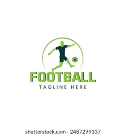 Football Sport Logo with green colors, Logo template, Football player