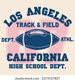 Football sport, Los Angeles California, typography graphic design, for t-shirt prints, vector