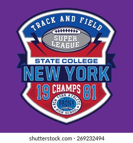 Football sport New York typography, t-shirt graphics, vectors