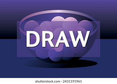 Football sport tournament draw blue and purple illustration with bowl and balls. Soccer wallpaper.