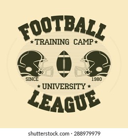 Football Sport Typography, Athletic T-shirt fashion design graphics, Vintage Print for sportswear apparel - vector illustration 