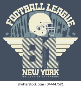  Football  Sport Typography, Football T-shirt graphics,  Football  Print for sportswear apparel.  Football vector stamp. American  Football game badge,  Football logo old style, fotball helmet