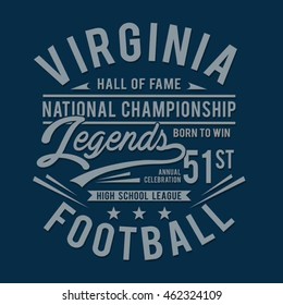 Football sport typography, t-shirt graphics, vectors