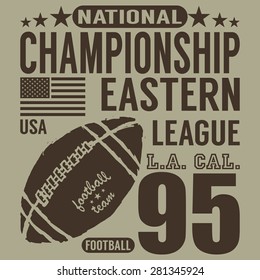 Football sport typography, t-shirt Printing design graphics, vector poster, Badge Applique Label.