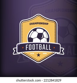 Football sports championship emblem and dark background