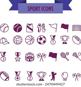 Football and sports competitions. Boots, uniform, soccer ball. Prize for winning the competition. Set of simple linear icons