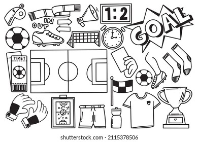 football sports theme doodle design vector illustration
