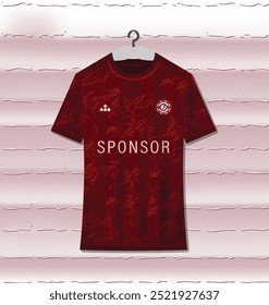 Football sports uniform design for sublimation in dark red
