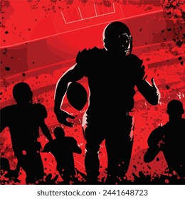 Football sports vector silhouette red background