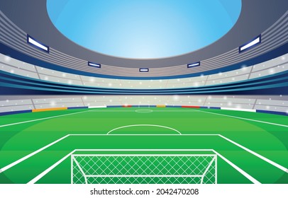 Ilustración vectorial de fondo del estadio de fútbol.