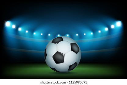 Football stadium with the ball. Vector illustration