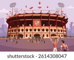Football stadium before the match vector illustration
