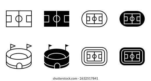 football stadium, football field icon set