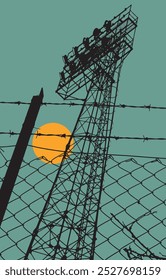 Football stadium floodlight abstract silhouette