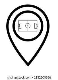 football stadium here. soccer field icon and map pointer