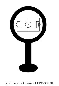 football stadium here. soccer field icon and map pointer