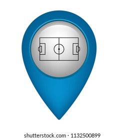 football stadium here. soccer field icon and map pointer