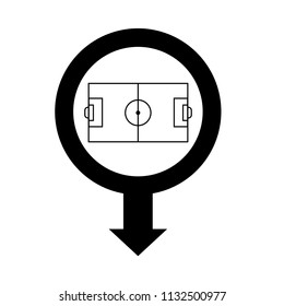 football stadium here. soccer field icon and map pointer