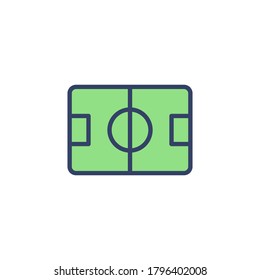 Football stadium icon isolated on white background, Football field filled line icon, Stadium illustration for logo, ui, web, apps, banner, poster, brochure, infographic, etc.