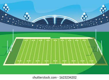 football stadium with lights, soccer game american