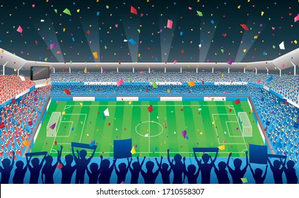 A football stadium packed with supporters.