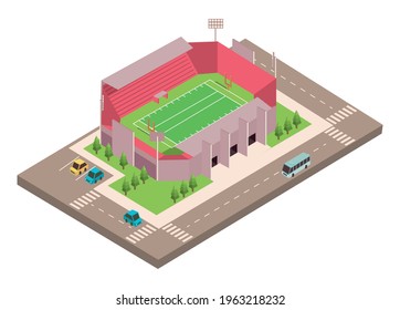 Football Stadium And Road Isometric