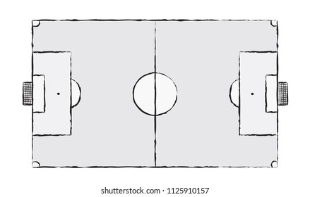 Football stadium or Soccer field. Sport drawing tournament design in doodles style.