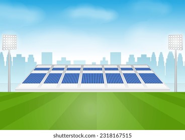 Football Stadium or Soccer Stadium. Football Field or Soccer Field Stadium. Vector Illustration. 