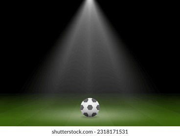 Football Stadium or Soccer Stadium at Night with Spotlight. Football Field or Soccer Field Arena. Vector Illustration. 