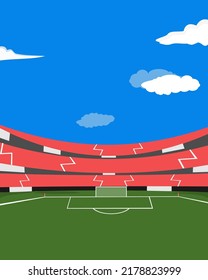 Football stadium or sports field background. Flat vector style illustration for posters, vector art, caricature art, decorations and prints.