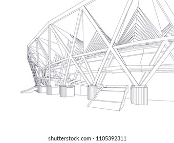 football stadium vector 3d illustration