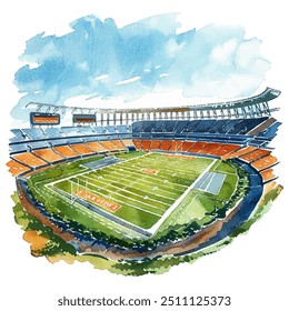 estádio de futebol vetor ilustração em estilo aquarela