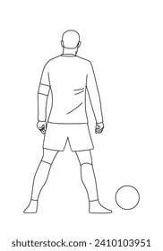 Football stance Before Free kick in Line Art. Line Illustration of Free kick in Football