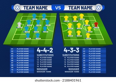 Football Starting XI, Football Graphic For Soccer Starting Lineup Squad, Soccer Line Up Formation