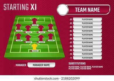 Football Starting XI, Soccer Line Up Football Graphic For Soccer Starting Lineup Squad