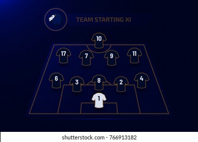 Football starting XI. Soccer line up