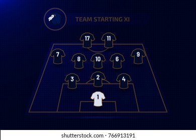 Football Starting XI. Soccer Line Up