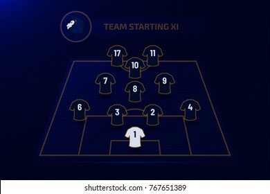 Football starting XI. Soccer line up