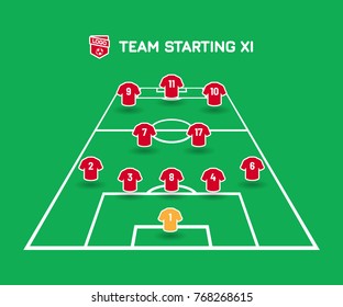 Football Starting XI. Soccer Line Up With Simple Design