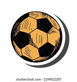 Football Sticker With Shadow On Education Theme. Back To School. Vector Illustration.