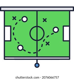 Football Strategy Plan Icon. Soccer Game Playbook Vector Diagram. Sport Tactic Formation On Play Board Isolated On White Background