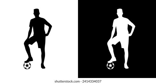 Football style icon. Kicking the ball. Silhouette. Black icon